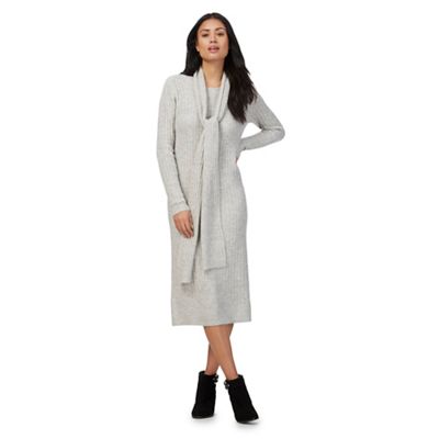 Principles by Ben de Lisi Grey knitted dress with a scarf